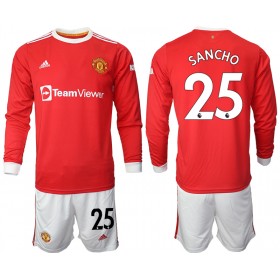 Jalkapallo Pelipaidat/Peliasut Manchester United Jadon Sancho 25 Lasten Kotipaita 2021-2022 Pitkähihainen